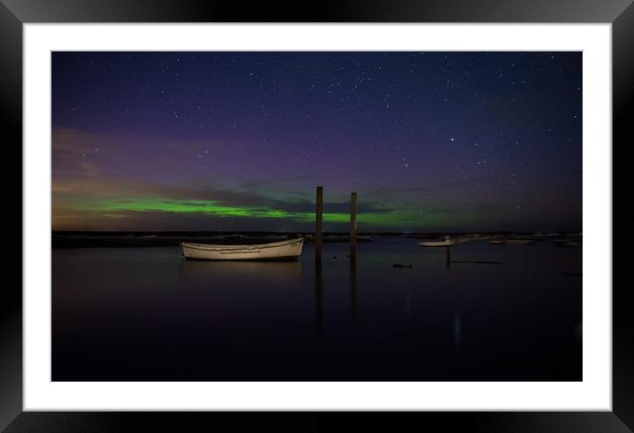 Northern lights over Brancaster Staithe Framed Mounted Print by Gary Pearson