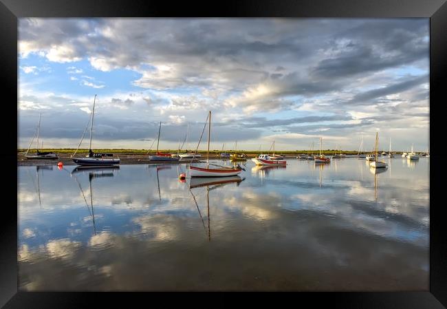 Reflections at Brancaster Staithe in Norfolk Framed Print by Gary Pearson