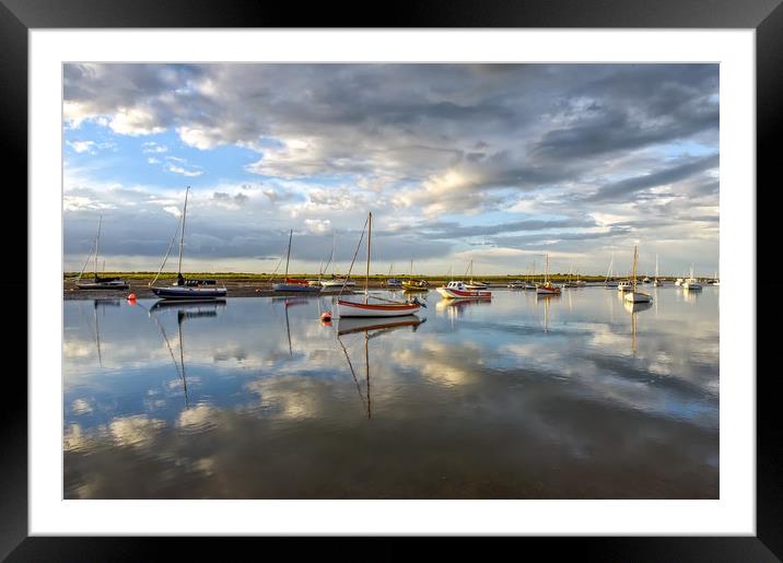 Reflections at Brancaster Staithe in Norfolk Framed Mounted Print by Gary Pearson