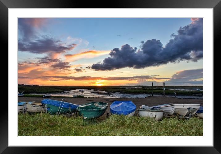 Brancaster boats summer sunset  Framed Mounted Print by Gary Pearson