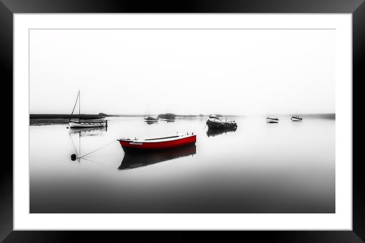 A misty morning at Burnham Overy Staithe in Norfol Framed Mounted Print by Gary Pearson