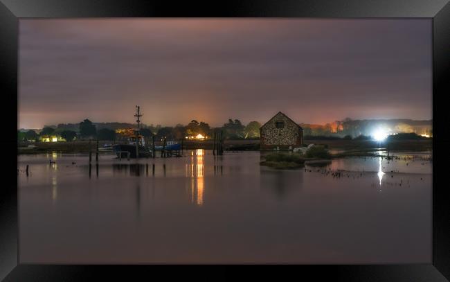 Night time reflections at Thornham harbour Framed Print by Gary Pearson
