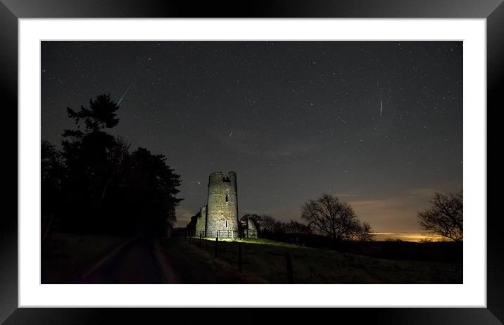 Meteors over the ruins of St Mary’s church Framed Mounted Print by Gary Pearson