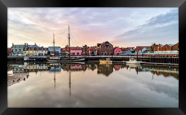 Reflections in the harbour at Wells next the Sea Framed Print by Gary Pearson