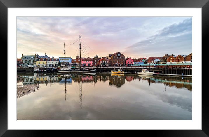 Reflections in the harbour at Wells next the Sea Framed Mounted Print by Gary Pearson