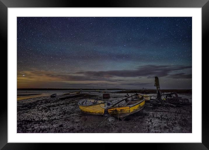 Waiting for the tide under the stars at Brancaster Framed Mounted Print by Gary Pearson