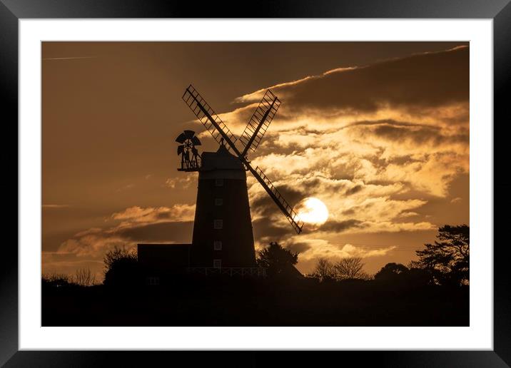 Burnham Overy Staithe mill at sunrise  Framed Mounted Print by Gary Pearson