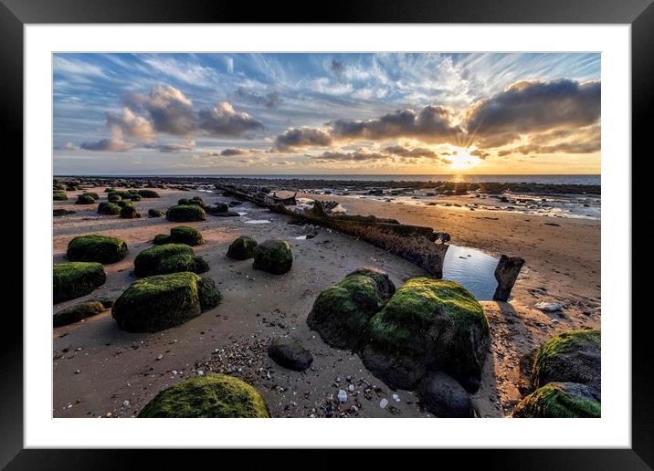 Sunset over the Sheraton ship wreck  Framed Mounted Print by Gary Pearson