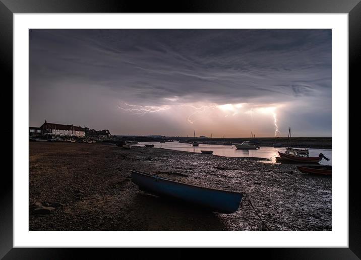 Lightning over Burnham Overy Staithe  Framed Mounted Print by Gary Pearson