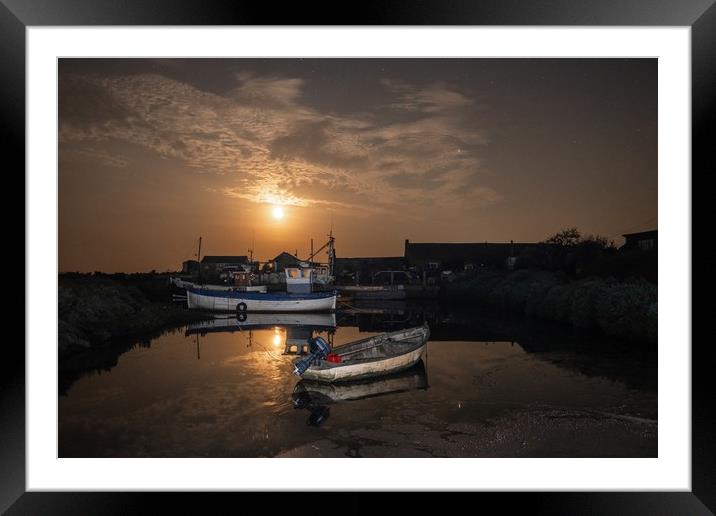 Moonrise before midnight - Brancaster Staithe  Framed Mounted Print by Gary Pearson