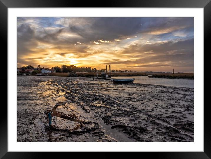 Sunset at low tide - Brancaster Staithe  Framed Mounted Print by Gary Pearson