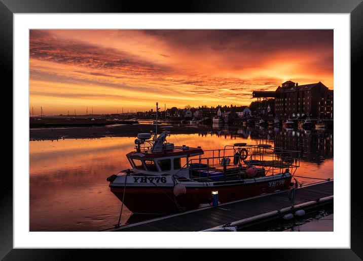 Sunrise over the harbour at Wells-Next-The-Sea  Framed Mounted Print by Gary Pearson