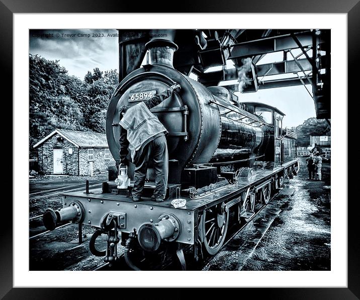 Echoes of Steam: The Prepped J27 Locomotive Framed Mounted Print by Trevor Camp