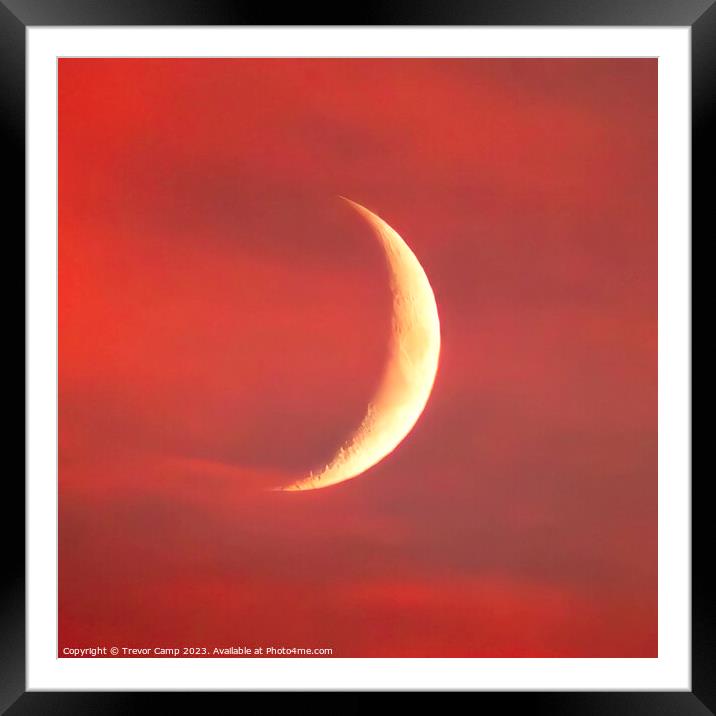 Crecent Moon Sunset Framed Mounted Print by Trevor Camp