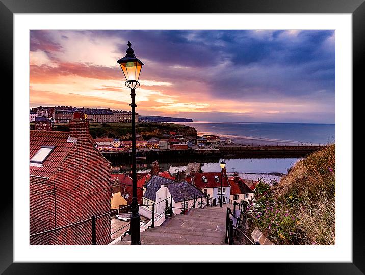 Whitby By Lamplight Framed Mounted Print by Trevor Camp