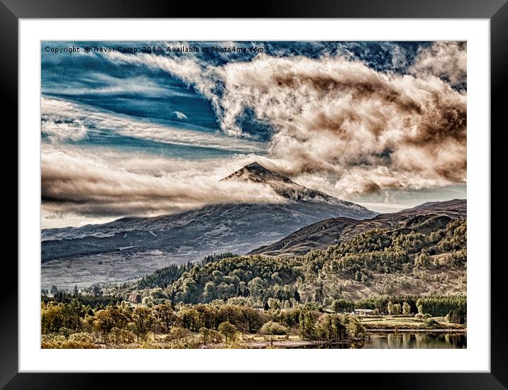 Schiehallion in the clouds Framed Mounted Print by Trevor Camp