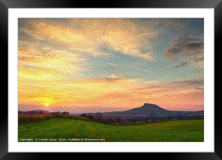 Sunset over Roseberry - Oil Painting effect Framed Mounted Print by Trevor Camp