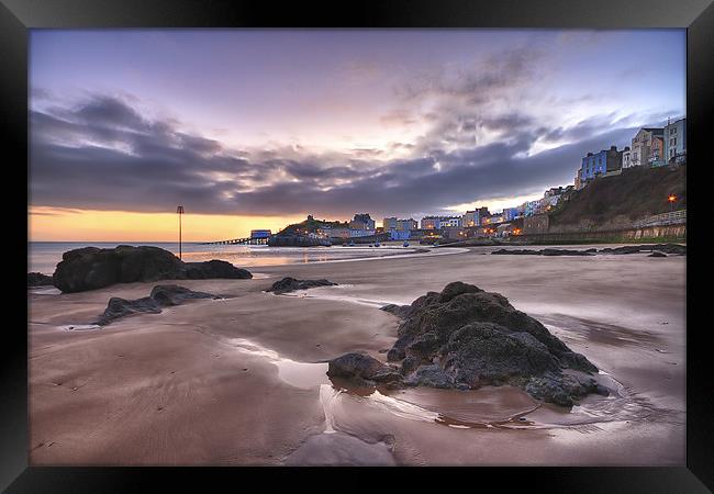 Tenby Harbour Winter Sunrise Framed Print by Ben Fecci