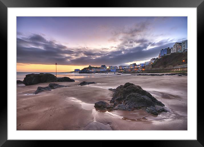 Tenby Harbour Winter Sunrise Framed Mounted Print by Ben Fecci