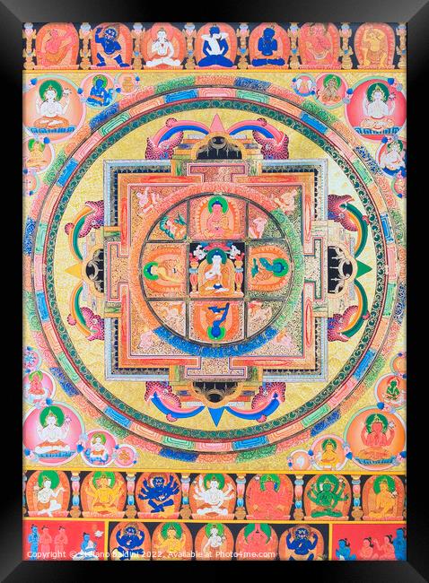 Panchabuddha Mandala, depicting five forms of Buddha symbolising Framed Print by stefano baldini