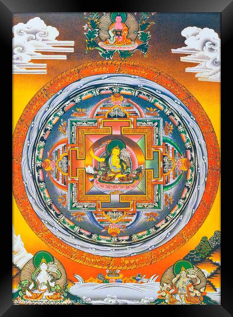 Manjushree Mandala, where the central figure represents the god  Framed Print by stefano baldini