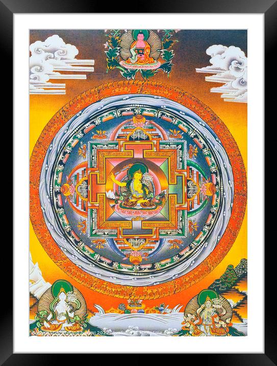 Manjushree Mandala, where the central figure represents the god  Framed Mounted Print by stefano baldini