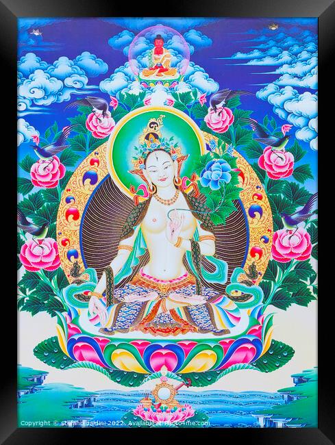 Image depicting the white Tara, the seven eyed divine mother sea Framed Print by stefano baldini