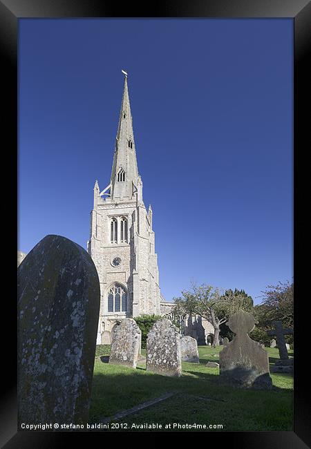 Church tower in Thaxted Framed Print by stefano baldini