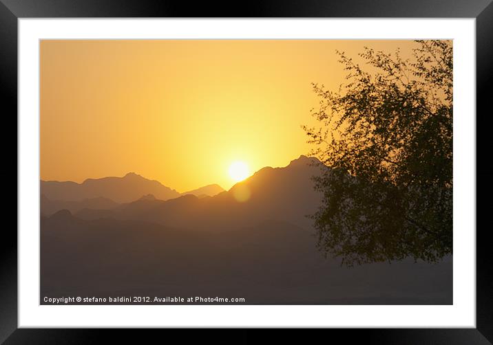 Sunset over the Sinai desert in Egypt Framed Mounted Print by stefano baldini