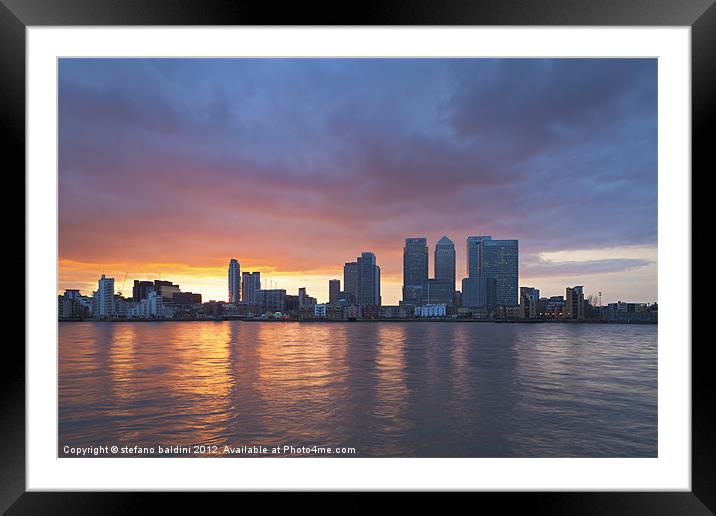Canary Wharf view Framed Mounted Print by stefano baldini
