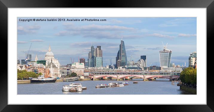 London skyline and river Thames Framed Mounted Print by stefano baldini