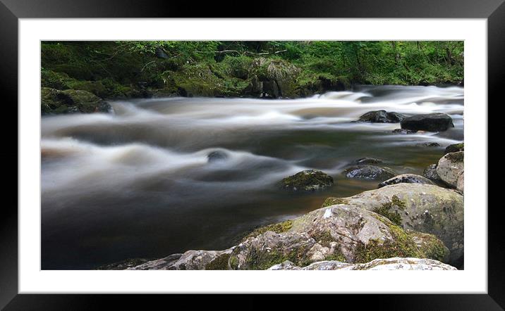 River tay slow shutter Framed Mounted Print by Edward Linton