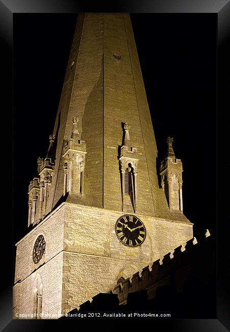 Edwinstowe church at night Framed Print by stephen clarridge