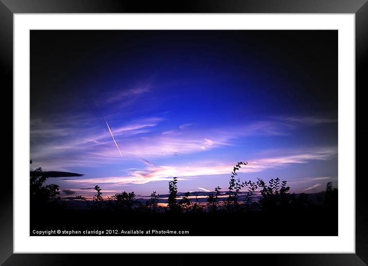 Deep blue sunset Framed Mounted Print by stephen clarridge