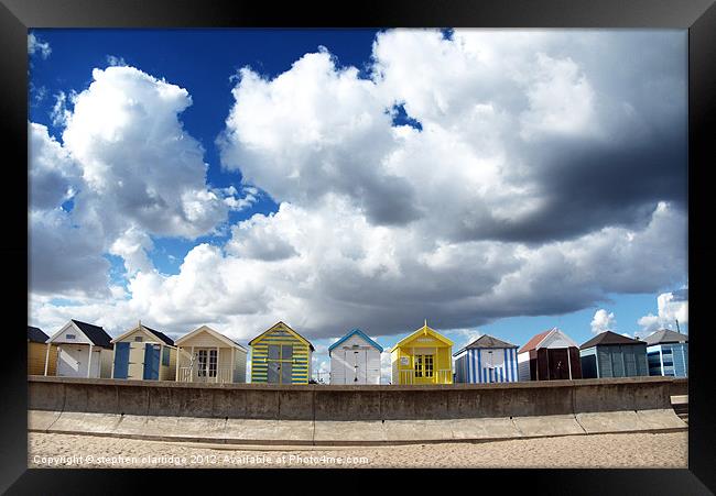 Chapel point beach huts 2 Framed Print by stephen clarridge