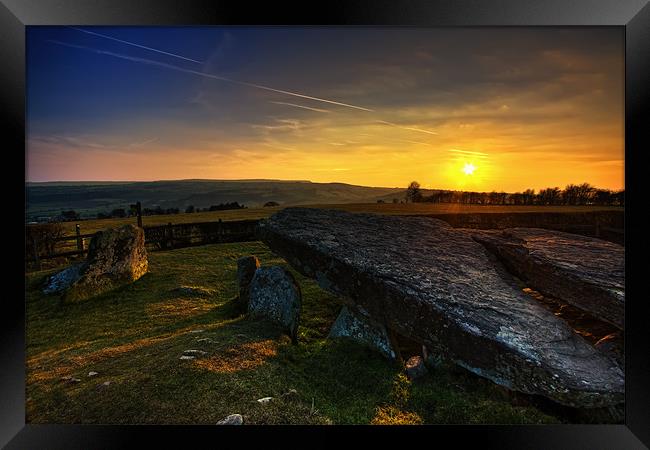 Sunset at Arthur's Stone Monument Framed Print by Steven Clements LNPS