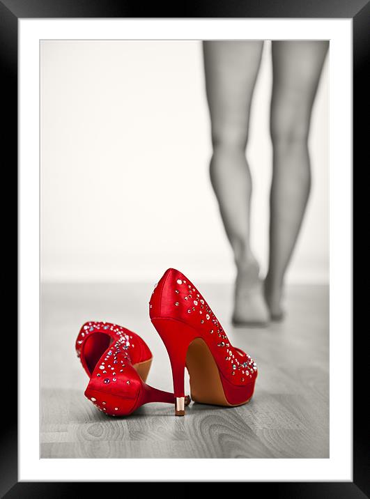 Kicking off Red High Heels Framed Mounted Print by Steven Clements LNPS