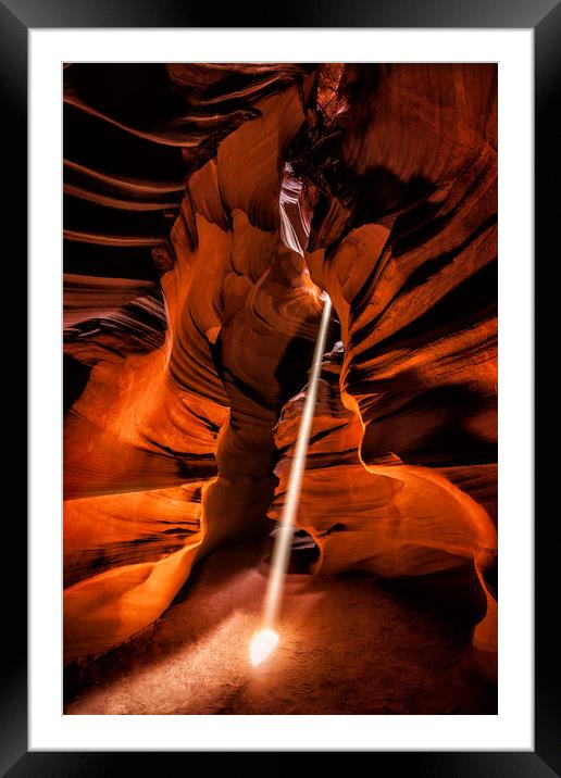 Sunbeam in Antelope Canyon, Arizona USA Framed Mounted Print by Steven Clements LNPS