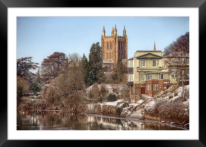 Hereford Cathedral Landscape Framed Mounted Print by Catherine Joll