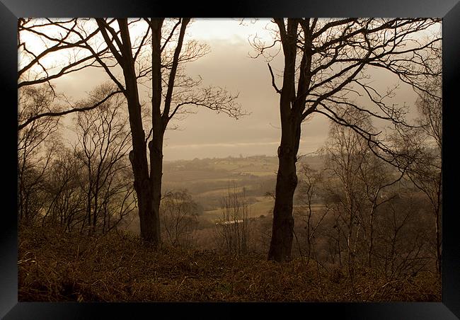 View from the top of Kinver Hills on a misty day Framed Print by Kelly Astley