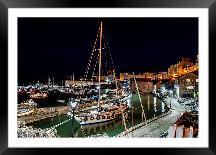  Tenby harbour night time Framed Mounted Print by Paul Deverson