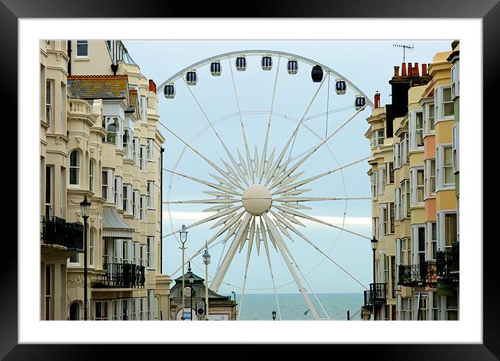Brighton Wheel Framed Mounted Print by Sarah Olivier