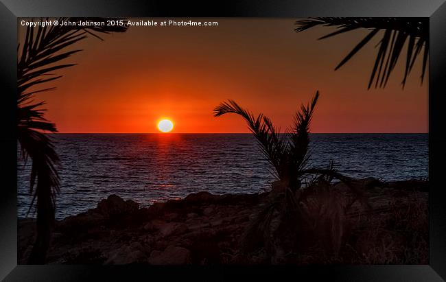  Cyprus Sunset Framed Print by John Johnson