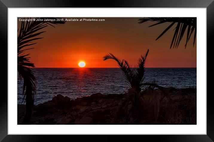  Cyprus Sunset Framed Mounted Print by John Johnson