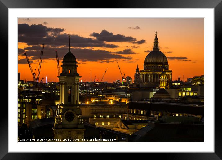 St.Paul's Cathedral Sunset Framed Mounted Print by John Johnson