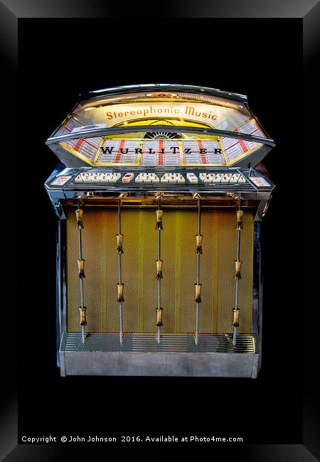 Wurlitzer jukebox, model 2500, made in 1961 Framed Print by John Johnson