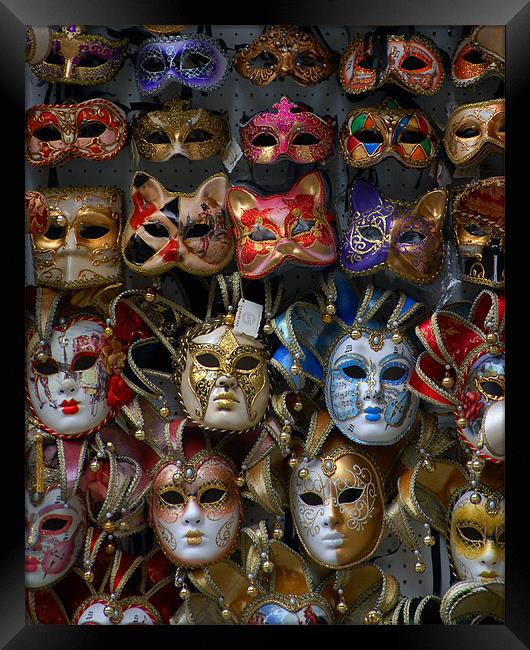 Carnival Masks in Venice Framed Print by David Worthington