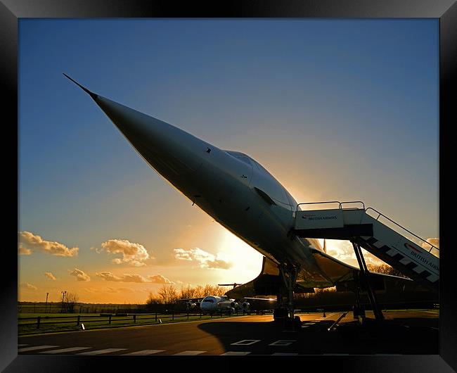 Concorde at sunset Framed Print by David Worthington