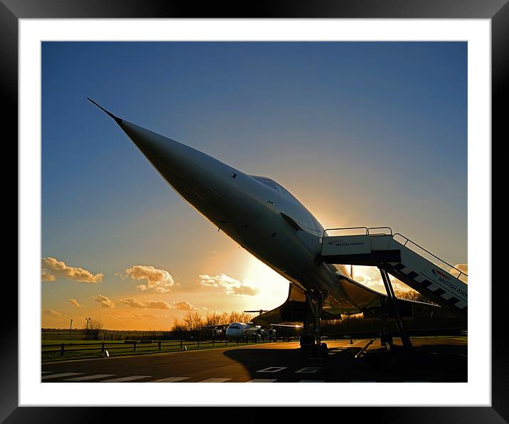 Concorde at sunset Framed Mounted Print by David Worthington