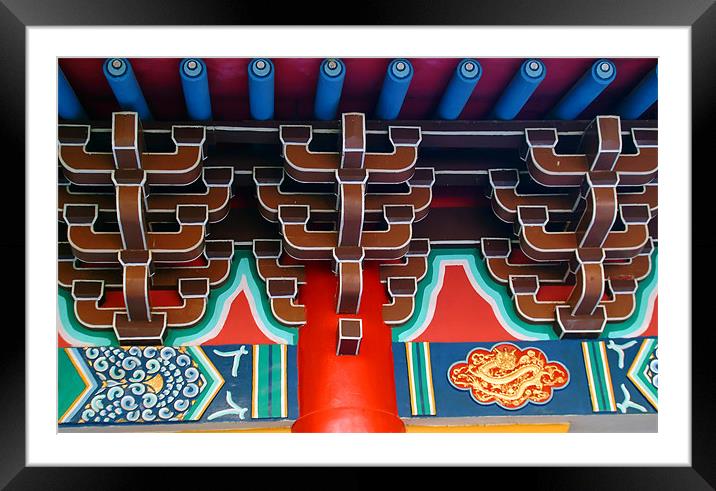 Roor detail  In Kowloon temple Framed Mounted Print by David Worthington